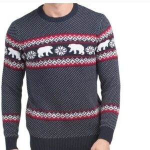Aspen Men's Navy & White Polar Bear Winter Christmas Sweater NWT M